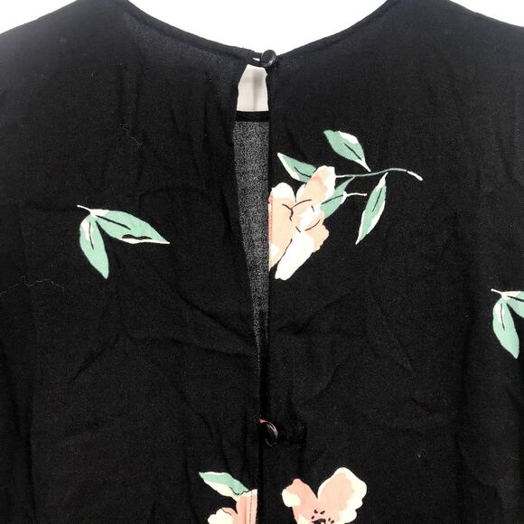 Reformation Floral Vanessa Dress 12 Crew Neck Long Sleeve Side Slit Keyhole Back - Picture 6 of 8